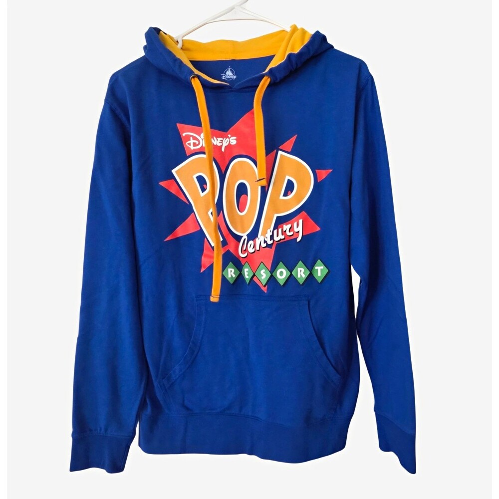 Disney Pop Century Resort Women’s S Blue/Yellow Pullover Hoodie Fleece Pockets